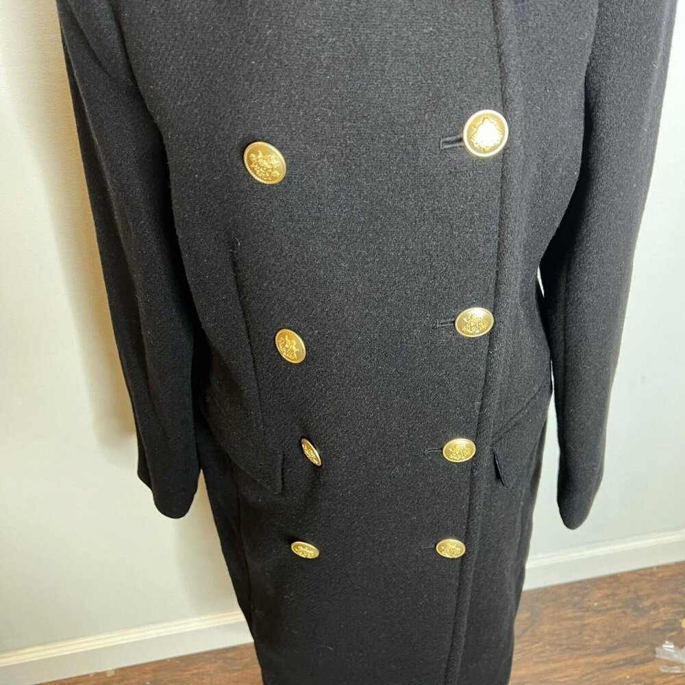 J. Crew Black Double-Breasted Coat with Gold Buttons - Picture 8 of 10